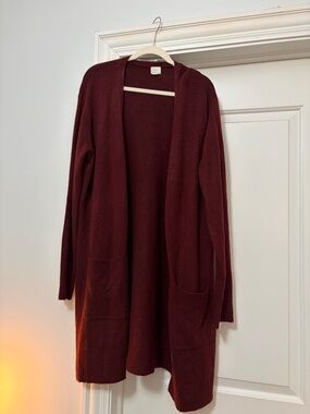 Target Long Open-Front Cardigan Sweater - Burgundy